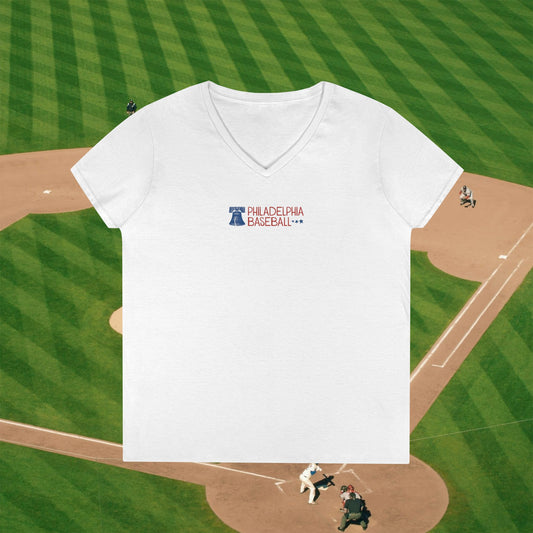 Vintage Philadelphia Baseball V-Neck T-Shirt for Women