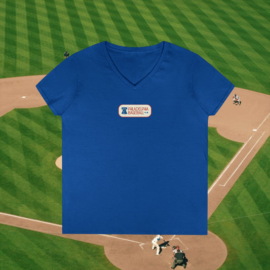 Vintage Philadelphia Baseball V-Neck T-Shirt for Women