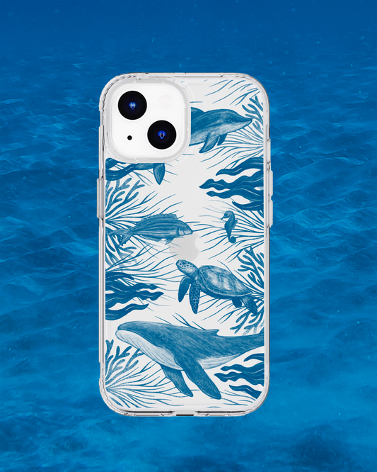 Clear Blue Sea Creatures Phone Case by Asho Designs