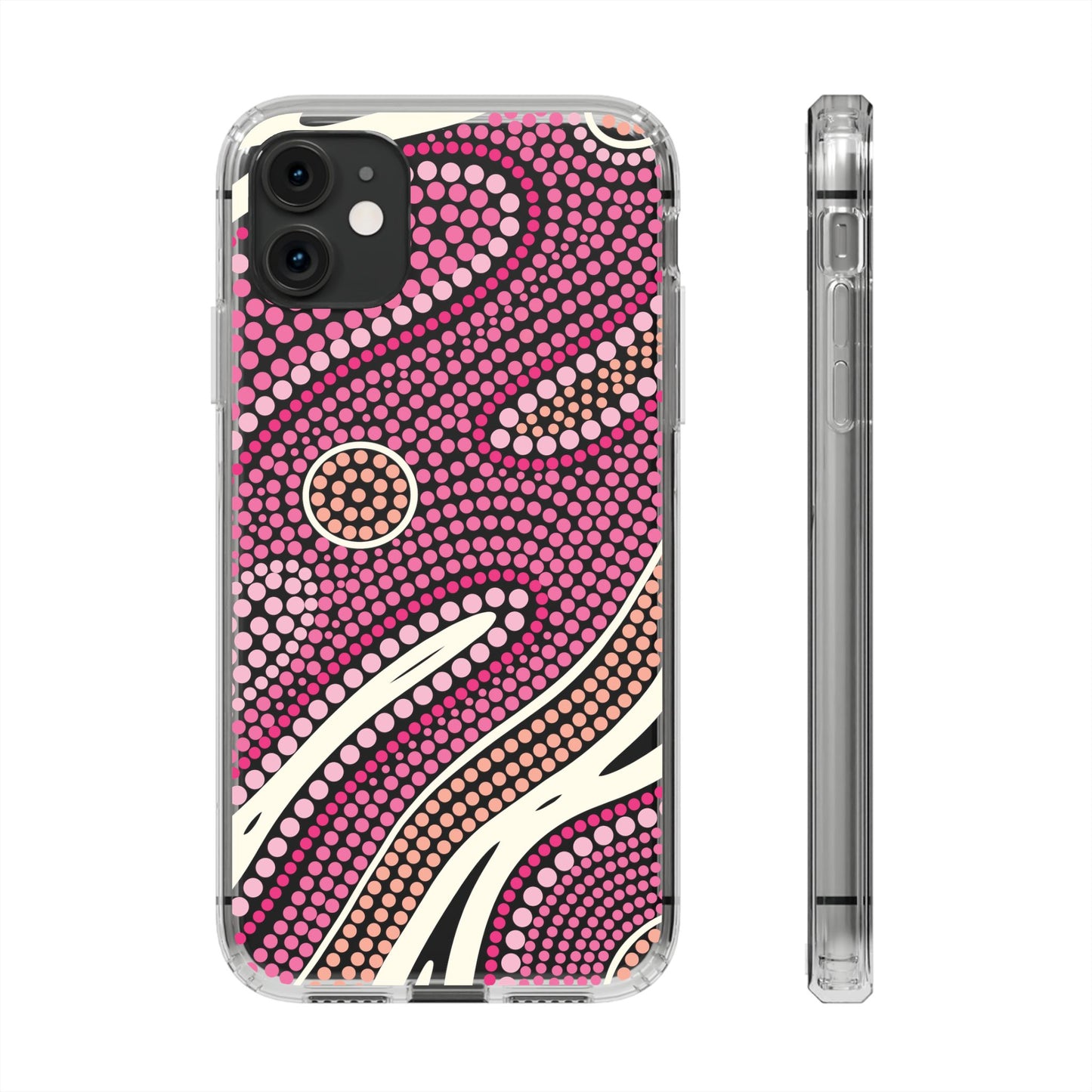 Clear Pink "Dream in Dots" Phone Case by Asho Designs