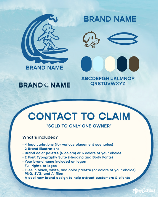 Premade Surf Dog, Beach Themed Brand Identity Kit