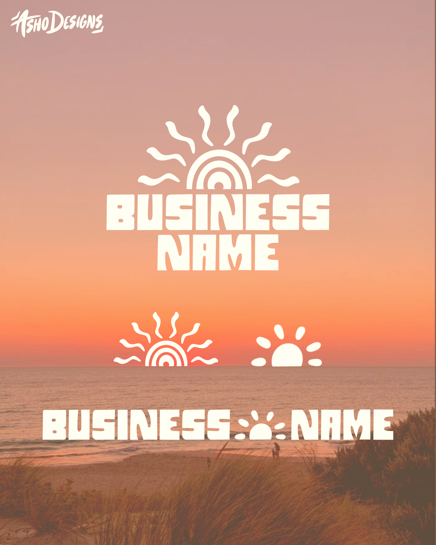 Premade Sun Logo Suite, Mini Brand Identity Kit