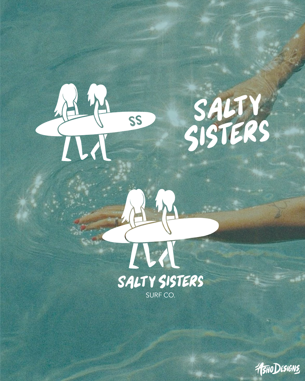 Premade Surfer Girls Logo Suite, Mini Brand Identity Kit