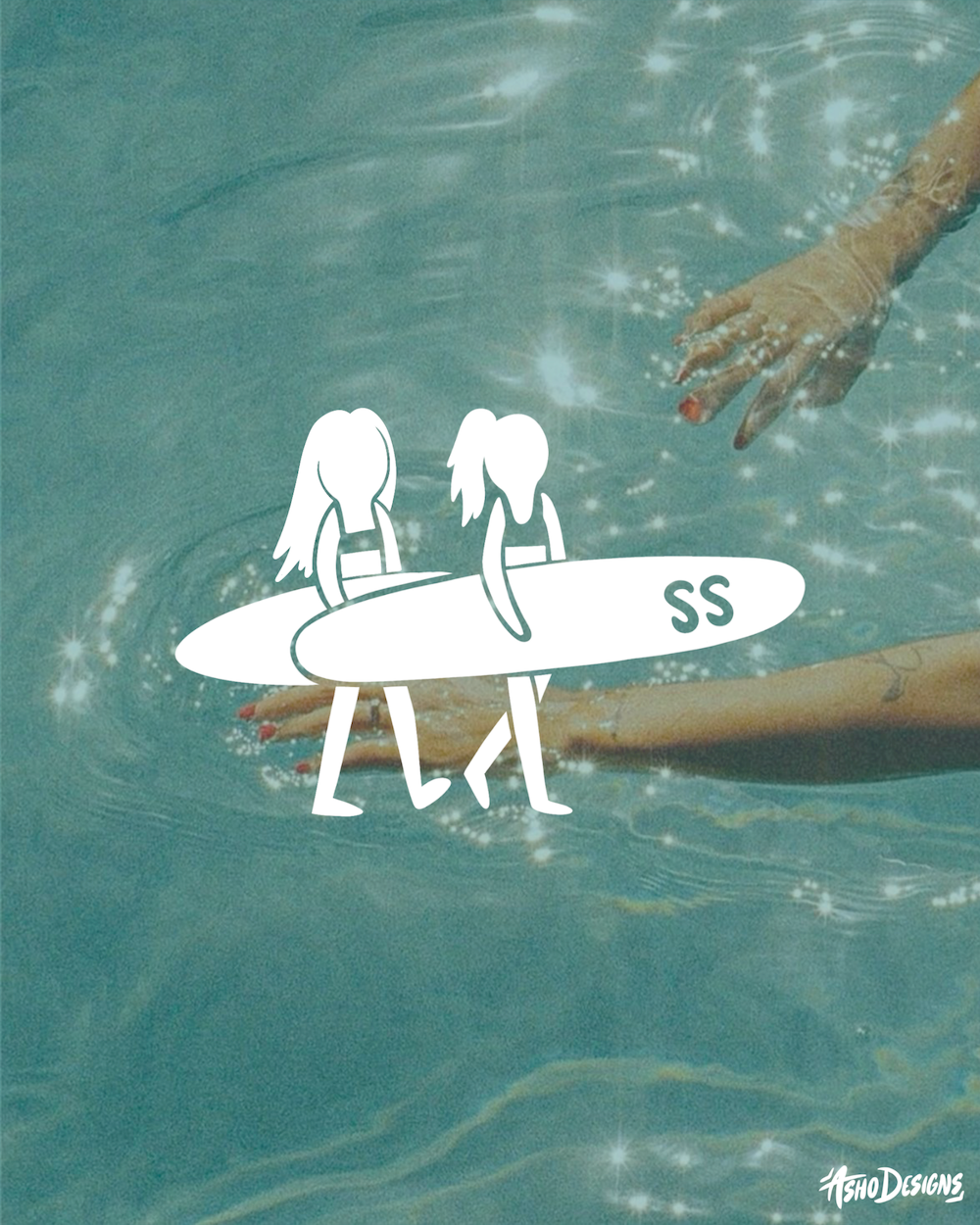 Premade Surfer Girls Logo Suite, Mini Brand Identity Kit