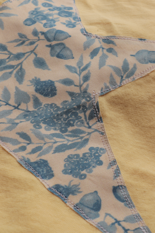 Yellow Star T-Shirt with Berry Pattern