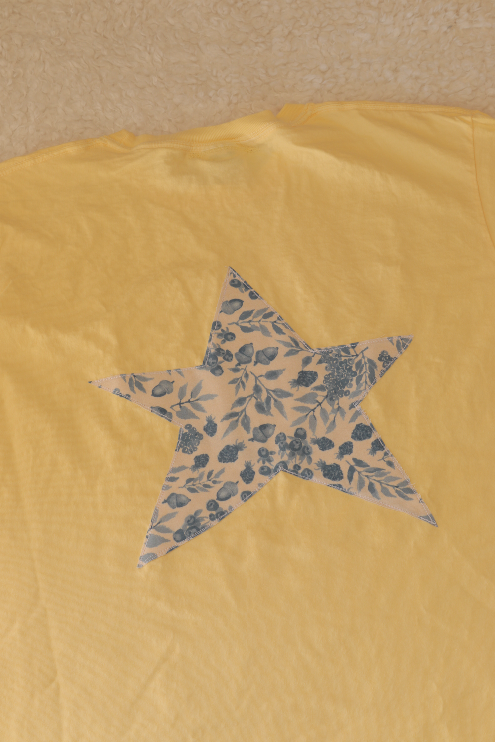 Yellow Star Tee with Berry Pattern