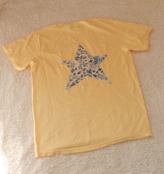 Yellow Star Tee with Berry Pattern