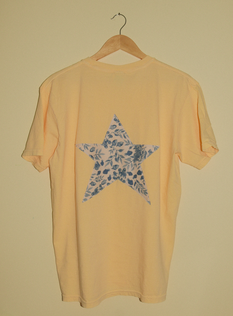 Yellow Star Tee with Berry Pattern