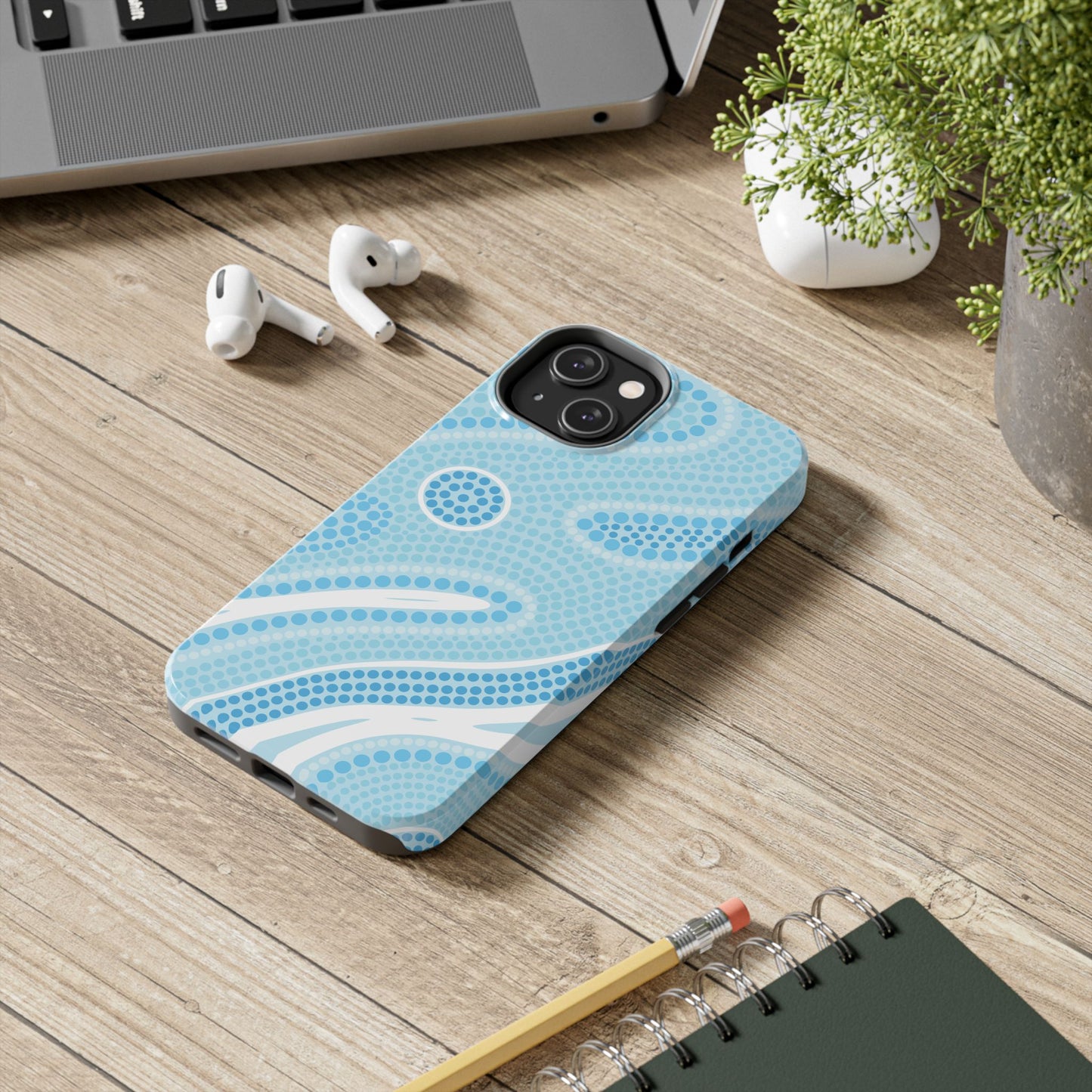 Light Blue "Dream in Dots" Phone Case - Cute, Trendy, Durable, Hand-Designed Phone Cases