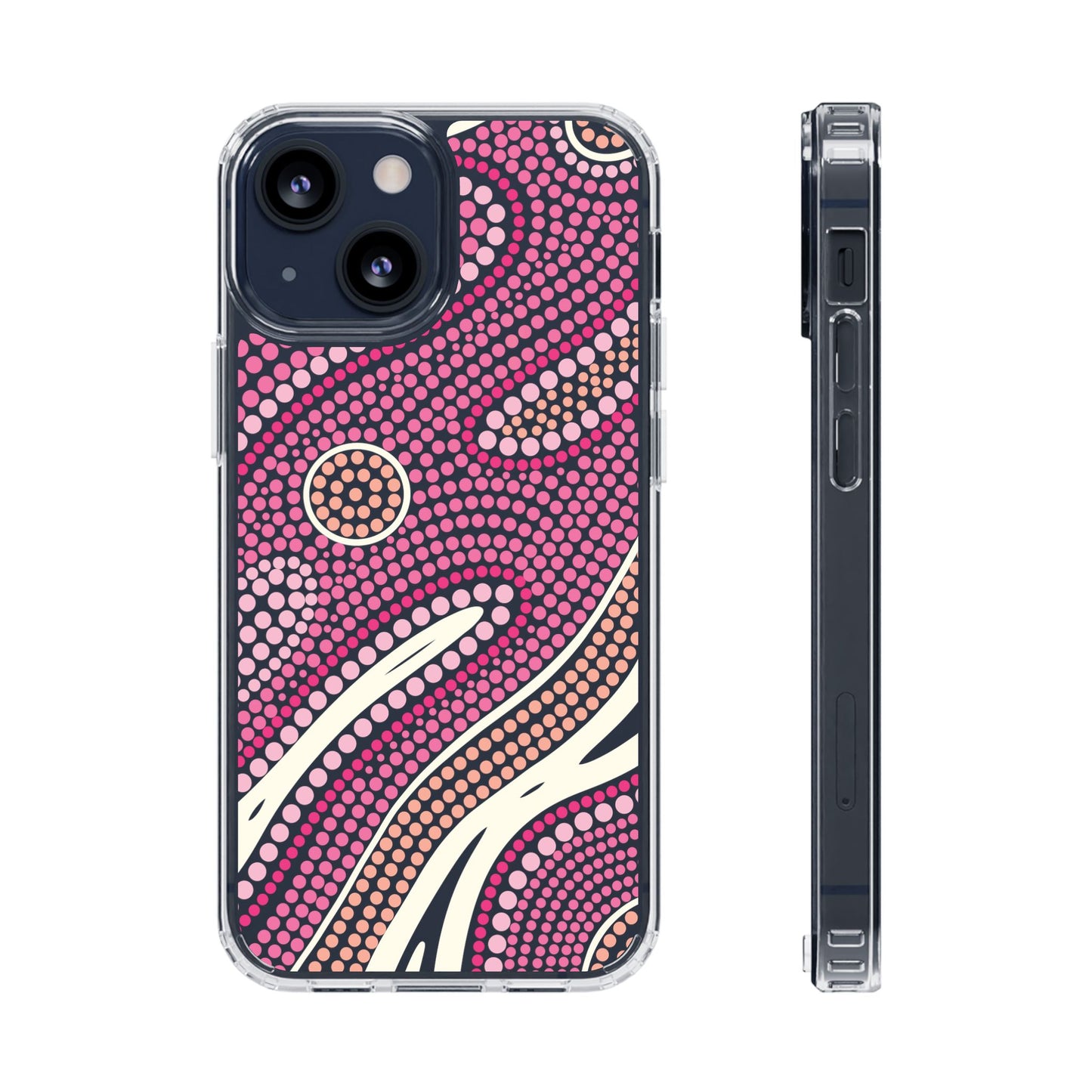Clear Pink "Dream in Dots" Phone Case by Asho Designs