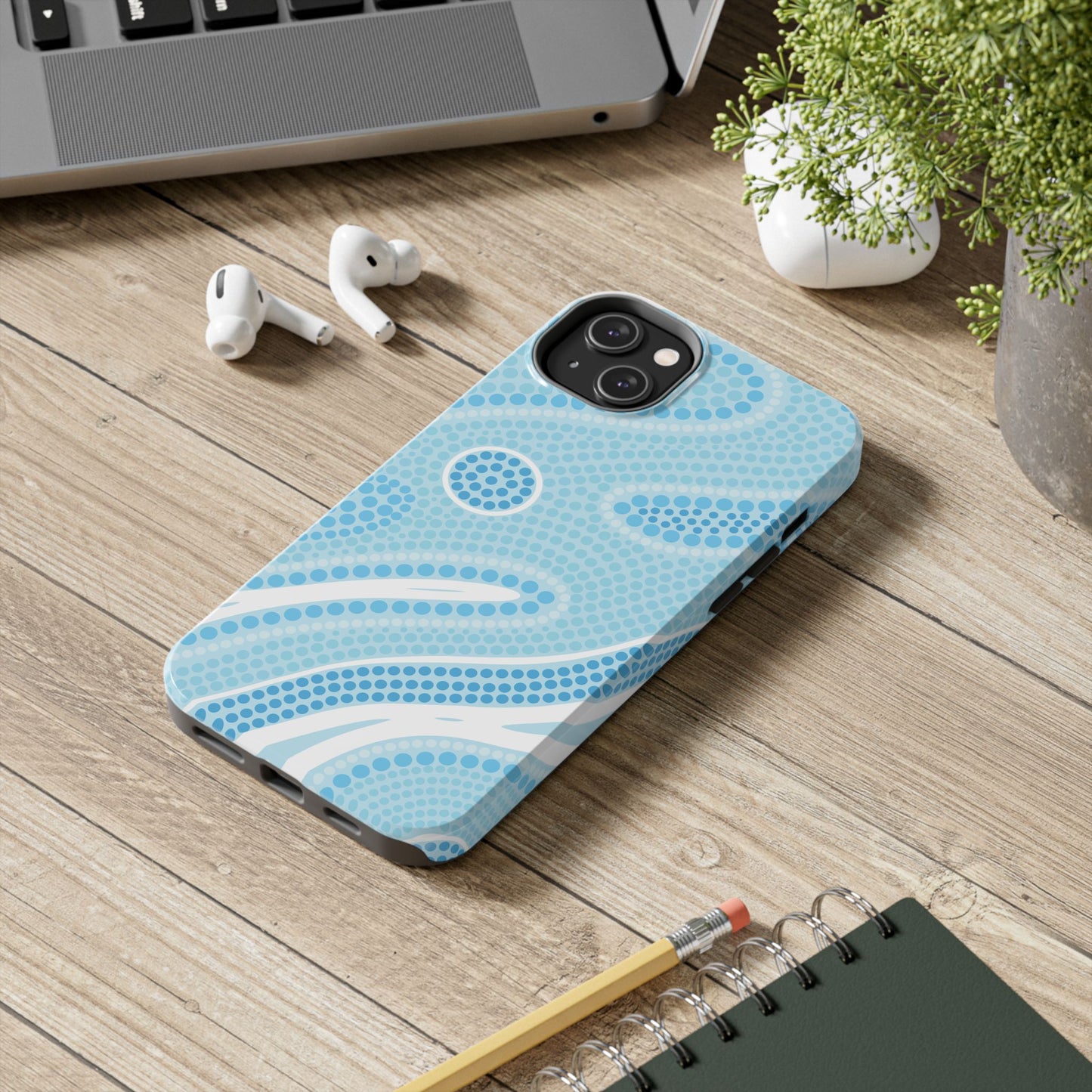 Light Blue "Dream in Dots" Phone Case - Cute, Trendy, Durable, Hand-Designed Phone Cases