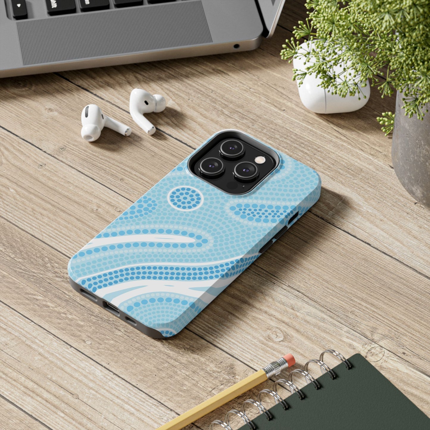 Light Blue "Dream in Dots" Phone Case - Cute, Trendy, Durable, Hand-Designed Phone Cases