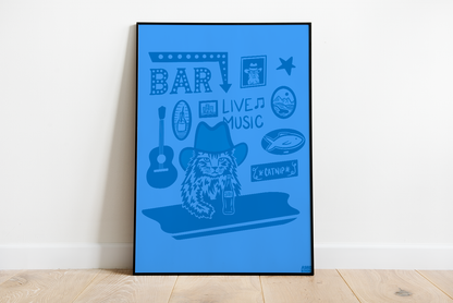 Cowboy Cat Bar Scene Art Print Digital Download