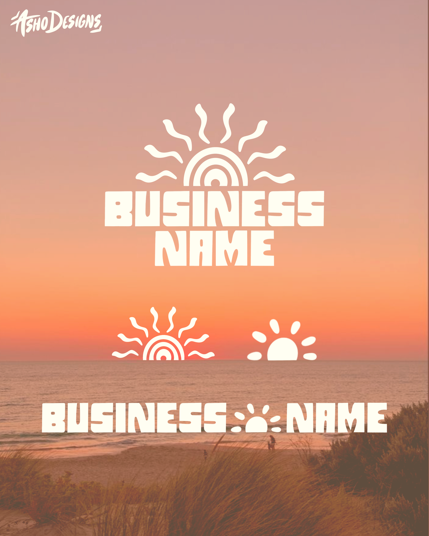 Pre-Made Sun Logo Suite, Mini Brand Identity Kit