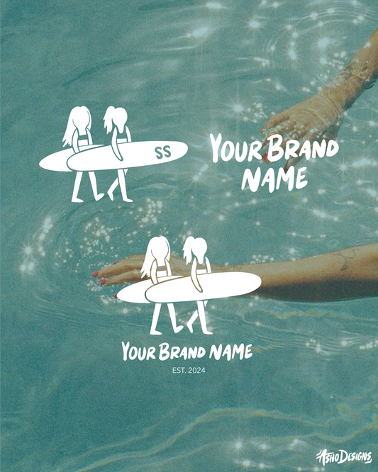 Pre-Made Surfer Girls Logo Suite, Mini Brand Identity Kit