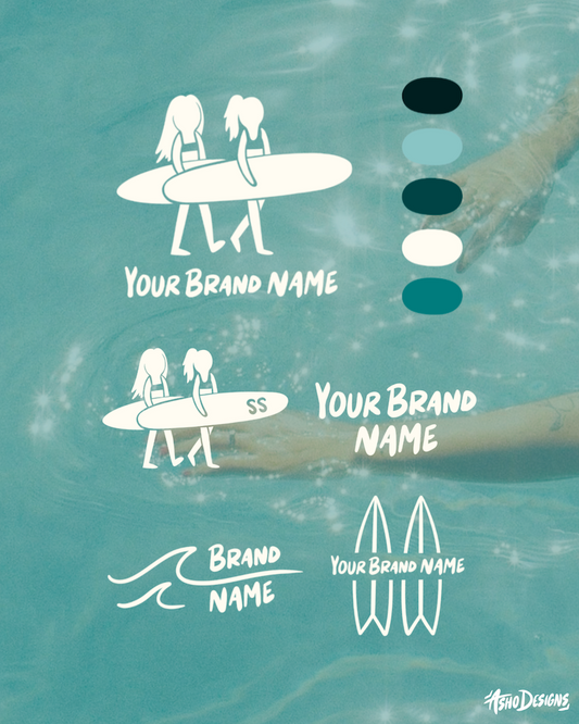 Premade Surfer Girls Logo Suite, Mini Brand Identity Kit